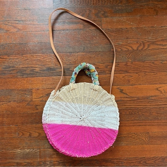 J. Crew Circle straw Whicker tote in colorblock - Picture 2 of 5